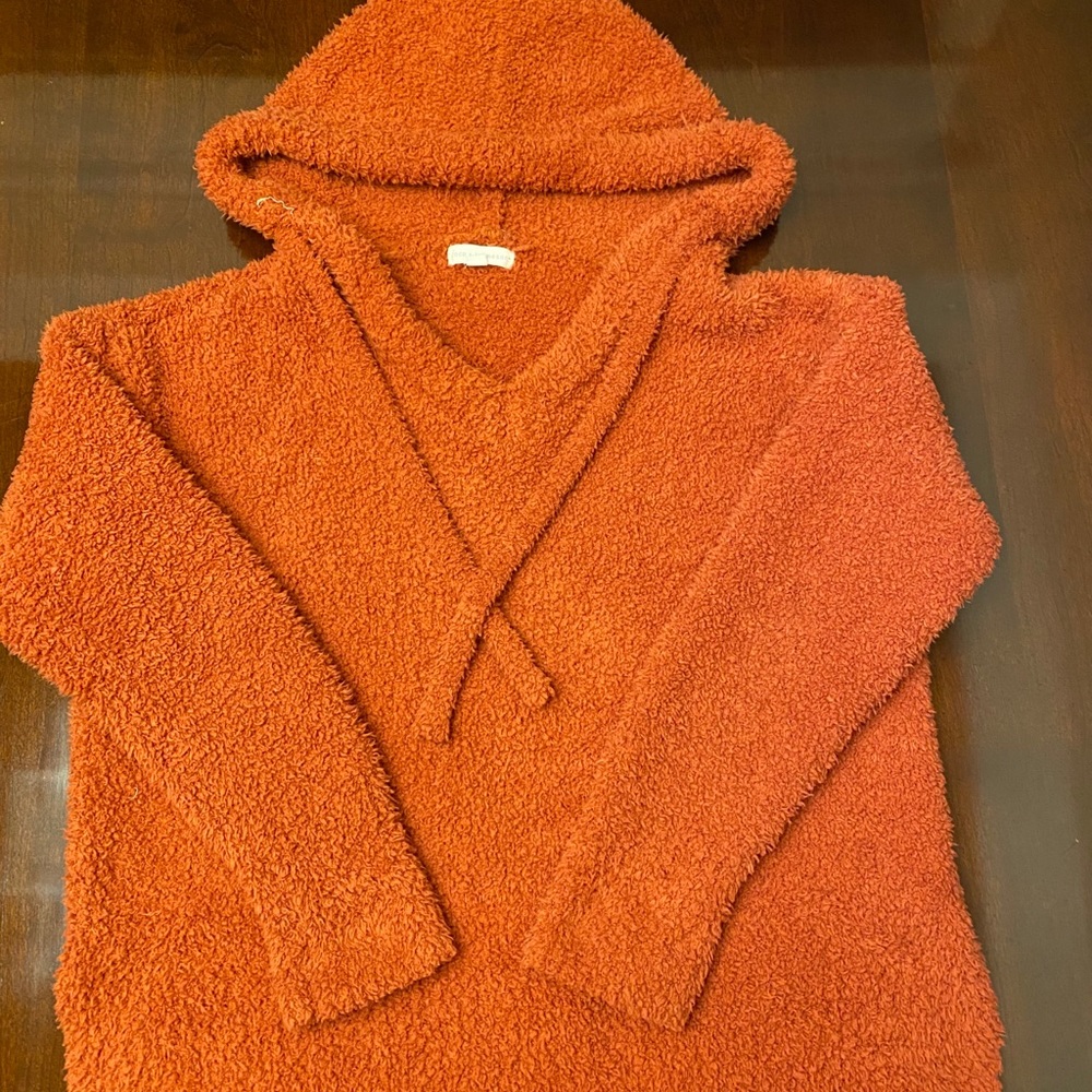 Fluffy sweater with hood